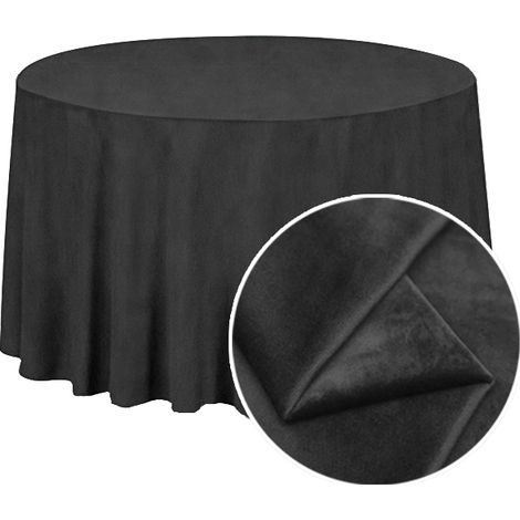 Runde Tischdecke, matter Samt, 320 cm, schwarz