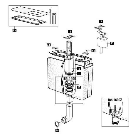 Mecanisme WC Schwab avec joint pour modele 185.xxx