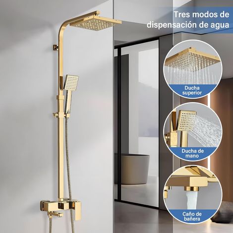 Gold Shower Mixer taps Shower Set Shower System 3-Function with Rainfall Shower Handheld Bath tub (1/5)