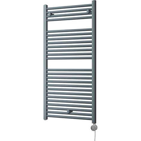 Roma - Anthracite Electric Towel Rail H1230mm x W600mm Straight 600w Thermostatic (1/3)