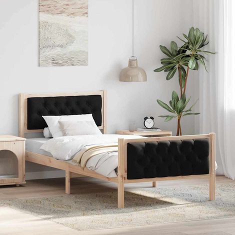 Estructura de cama Negro 90 x 200 cm Madera de pino macizo