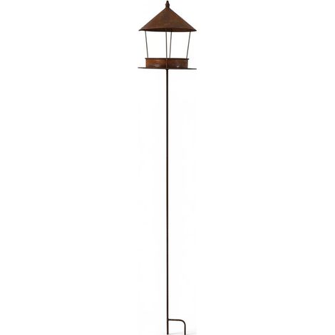 Mangeoire oiseaux à planter fer rouille 24x155cm