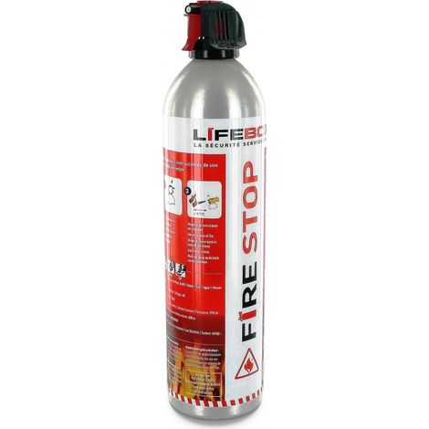 Aérosol d'extinction incendie – Agent extincteur eau + mousse – Charge 600cc – Classe 5A 21B 5F – Jet jusqu'à 3 mètres – Lifebox (1/3)