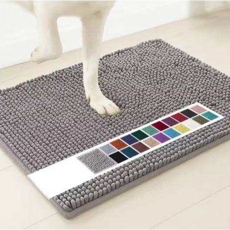 Felpudo de microfibra superabsorbente para perros，ideal para patas embarradas，alfombra antideslizante y lavable para mascotas，color gris claro