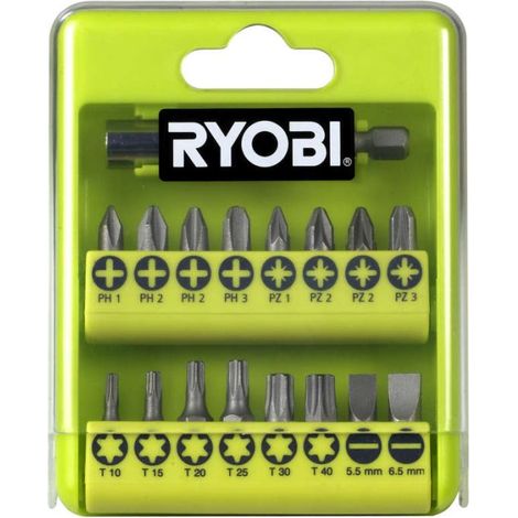 RYOBI Coffret 17 accessoires de vissage philips - plat - pozidriv - torx - RAK17SD