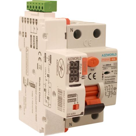 RCCB Interruttore Differenziale Puro Riarmo Automatico, Tipo AC 1P+N 3M 6000A 300mA AC 230V IP20 IEC61008-1 PR8NM, Corrente Disponibili 25A 40A 63A  (63A)