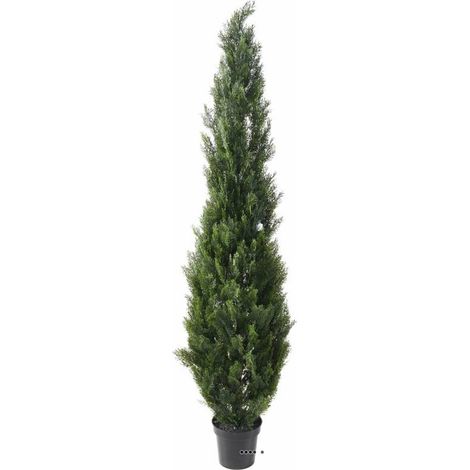 Cyprès artificiel en pot anti-UV pour extérieur H 210 cm Vert - dimhaut: H 210 cm - couleur: Vert