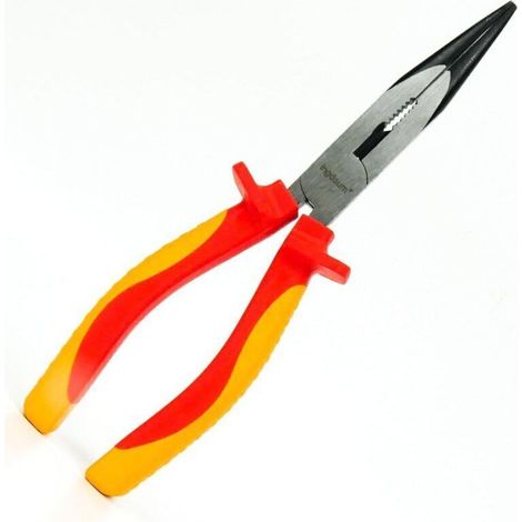 Pince à bec effilé, courbée 8", isolée contre 1000 V pour les électriciens professionnels, les frigoristes et les mécantroniciens (Pince à bec effilé, courbée 8") (1/5)