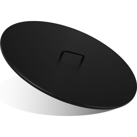 TolleTour Tapa negra para hogar exterior Ø 75,5 cm, placa redonda de acero al carbono con asa de 132 x 50 mm (1/5)