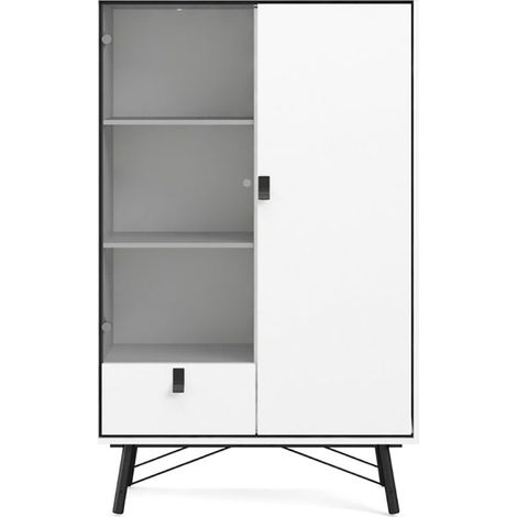 Rye Vitrinenschrank 1 Glastür, 1 Tür, 1 Schublade mattweiss.