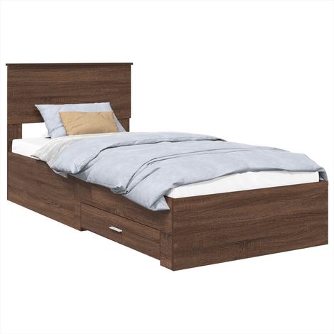 Maison Exclusive - Bettrahmen Braune Eiche und Silber 75 x 190 cm
