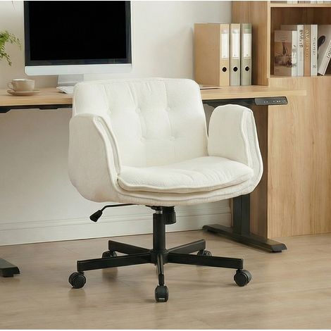 Sedia da ufficio girevole MEUBLIV 123 x 71 x 89 cm bianca – braccioli pieghevoli (1/5)