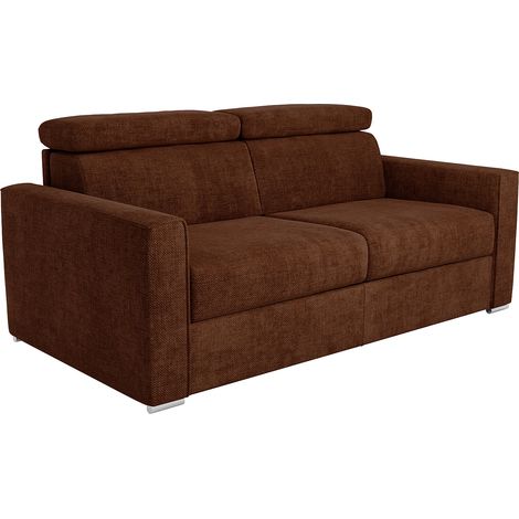 Divano letto 4 posti express in tessuto terracotta Rete a doghe larghe 160 cm Materasso 14 cm - VIZIR (1/5)