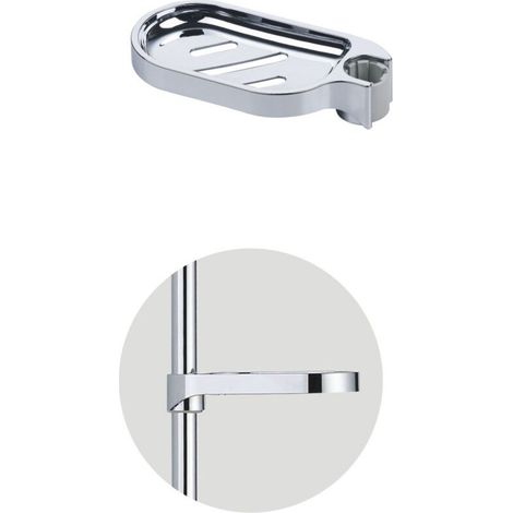 Lntyq Porte-Savon, Porte Savon Barre Douche, Porte Savon pour Barre ​de Douche, Porte-Savon Douche Réglable, Porte Savon sans Perçage Porte Shampoing pour Barre De Douche Diamètre du Trou 25mm