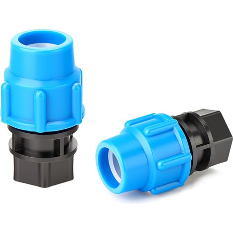 2 Pièces 3/4" (25mm) PE Plastique Female Thread Fitting Raccord (1/5)
