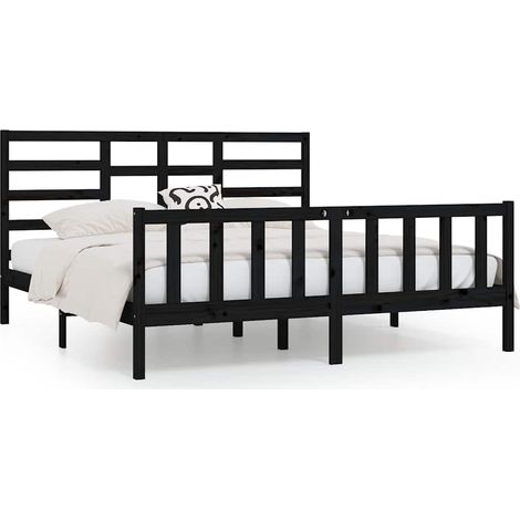 Maison Exclusive - Massivholzbett Schwarz Kiefer 200x200 cm (1/5)