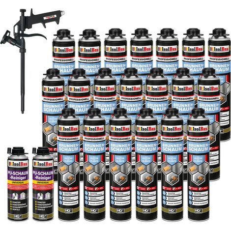 Brunnenschaum 20 x 750ml Bauschaum 2 x Reiniger Montageschaum Schaum Pistole (1/5)