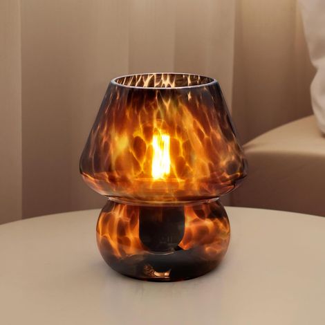 Lampe de table champignon en verre - Intensité variable - Style médiéval vintage - Idéale pour le salon et la chambre