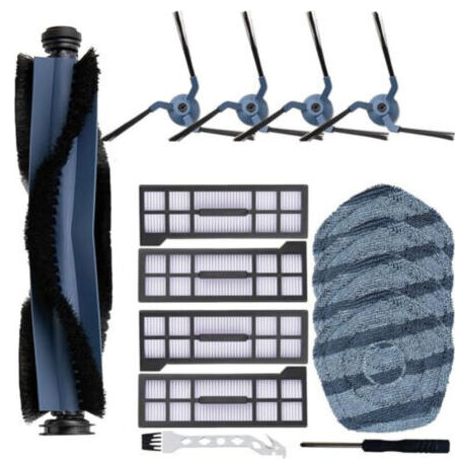 (15-piece) X10 Pro spare parts kit, accessory set, 1 roller brush, 4 side brushes, 4 HEPA filters, 4 mop pads, 1 cleaning brush and 1 screwdriver