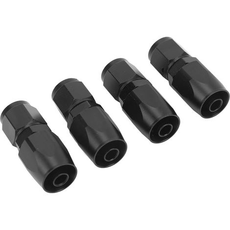 Lot de 4 raccords universels en aluminium AN6 à pivot droit à 0° pour tuyau d'essence, pour modification automobile, couleur noire. (1/5)