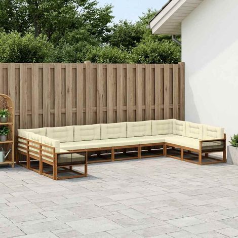 vidaXL Outdoor-Sofagarnitur mit Kissen 10 pcs Natur und Creme (1/5)