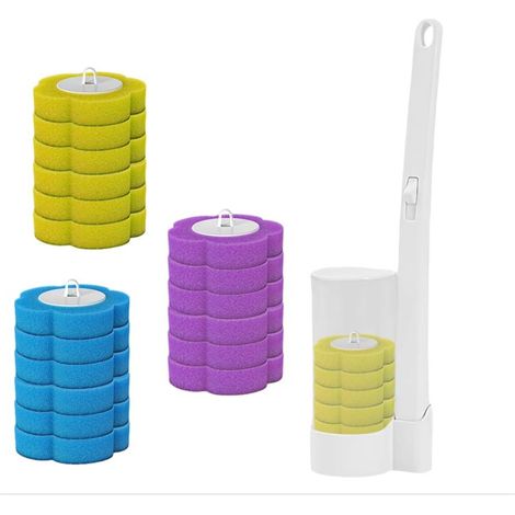 Brosse De Nettoyage des Toilettes,Ensemble De Brosses De Toilette Mural,Équipé De 18 Têtes De Brosse,De Brosse à Nettoyage sans Contact Économise De l'espace (1/4)