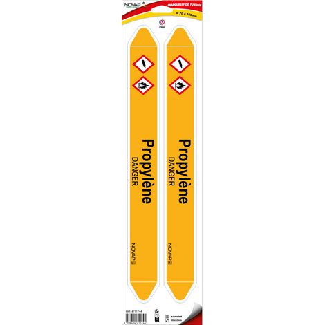 Planche de 2 marqueurs de tuyauterie 450 x 52 mm pour Ø 70 à 100 mm - Propylène - 4711744 (1/2)