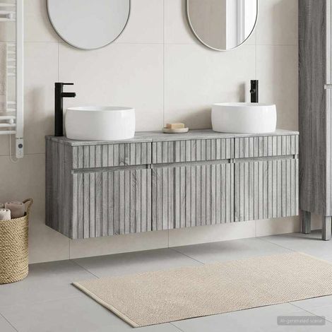 vidaXL Bathroom Cabinet Set 3 pcs Grey Sonoma 49 x 44.5 x 66 cm (1/5)