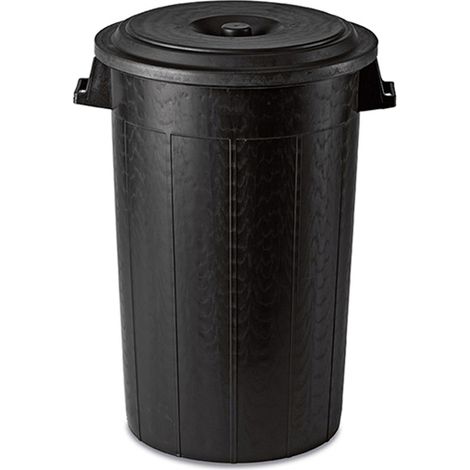 Bidone portarifiuti NERO mastello con coperchio antirandagismo industriale 120 litri pattumiera CON MANICI giardino locali commerciali (1/5)