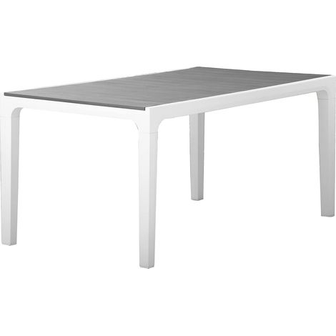 Tavolo da Giardino in Resina Effetto Legno Colore Bianco e Cappuccino 6 (1/5)