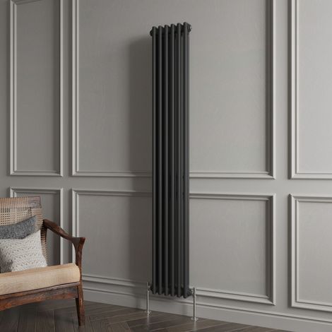 Biubiubath Traditional Cast Iron Style Radiator Vertical 2 Column Black 1800x290mm