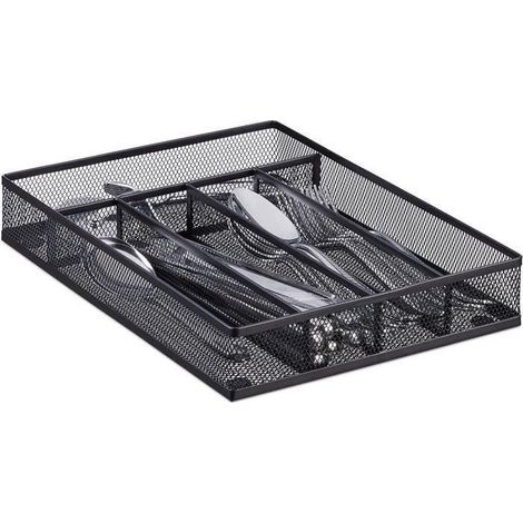 KLVGTIFS PURange-couverts mailles acier métal boîte à couverts Compartiments de Tiroirs avec 4 Blocs, Range-couverts extensible 5,3 x 24 x (1/4)