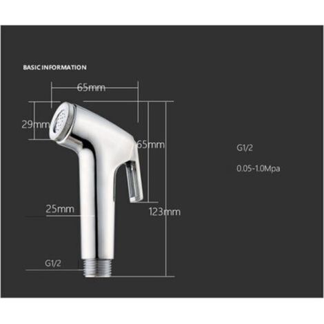 Kit hygiène WC. Robinet 3 voies + Douchette ABS + Flexible 1,5m + Support (1/3)
