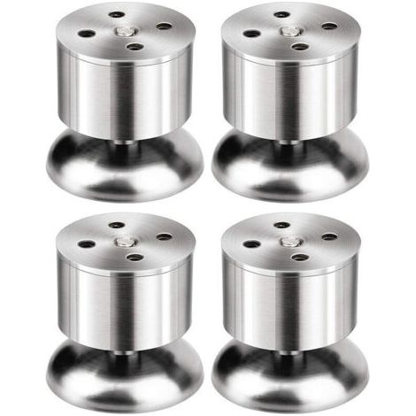Lot de 4 Pieds de Meuble Réglables Pieds de Table en Acier Inoxydable avec Tapis en Caoutchouc - 6cm (1/4)