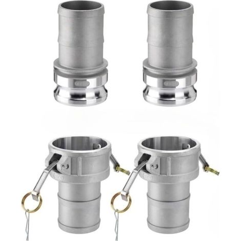 Satz von 2 Cam- und Nut-Rohrverschraubungen, aus Aluminium Typ A+D von 1,27 cm bis 2,5 cm für Leckageverbindungen, industrielle Anwendung (1)