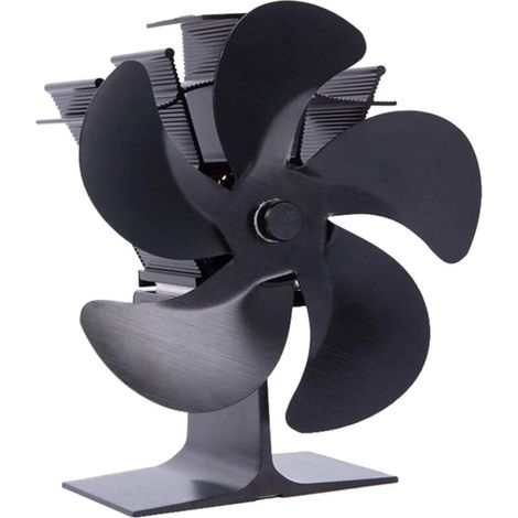 Ventilateur de cheminée à 5 pales pour poêle à bois, ventilateur de dessus de poêle à bois, économie de carburant écologique, noir (1/5)