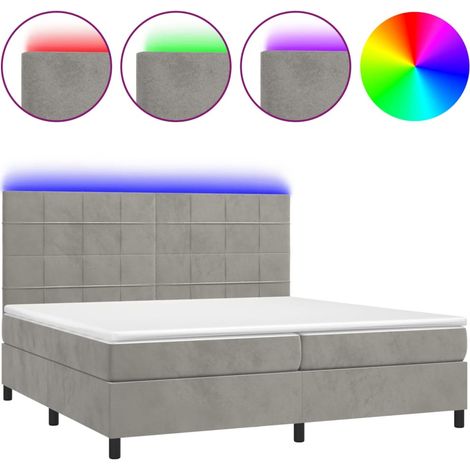 Maison Exclusive - Letto a Molle Materasso e LED Grigio Chiaro 200x200 cm Velluto (1/5)