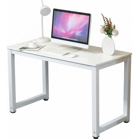 ELVMI Eckschreibtisch mit Großer MDF- und Metallplatte für Büro, Arbeitszimmer, Besprechungen und Esszimmer (1/5)