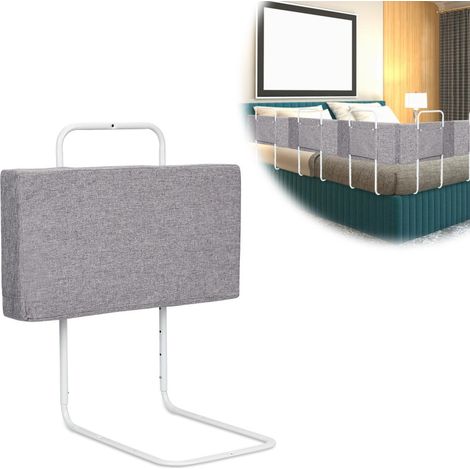 SWANEW Sponda Letto Griglia di protezione per il Letto Bambini 60 cm Barriere per letto Anticaduta Regolabile in Altezza per Letto. Protezioni Laterali Regolabili Grigio Lino