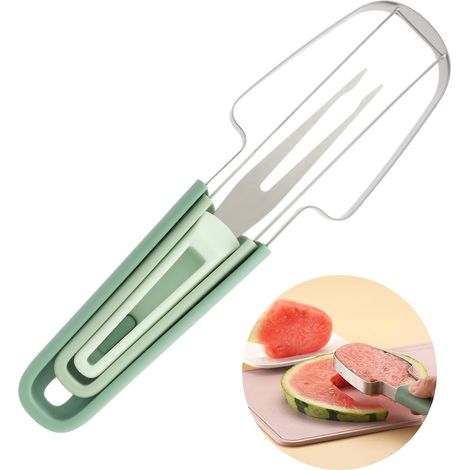 1 Coupe-Pastèque 3 en 1, Acier Inoxydable, Cuillère, Fourchette, Camping, Pique-Nique (1/5)