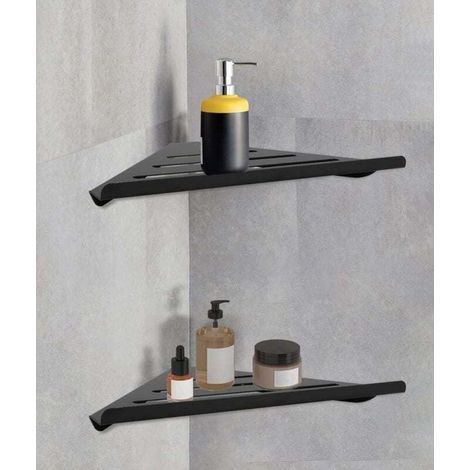 Lot de 2 étagères de douche d'angle en acier inoxydable 304 - Pour salle de bain et cuisine,190 x 190 x 300mm (1/4)