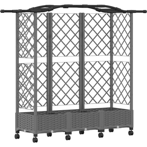 Maison Exclusive - Lit Élevé avec Treillis et Toit Gris clair 163 x 40 x 129 cm PP (1/5)