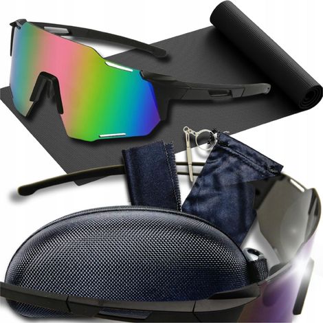 Gafas deportivas SHIELD con espejo arco铆ris unisex para bicicleta, esqu铆 y coche, protecci贸n UV + ESTUCHE