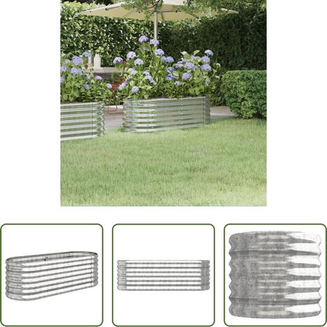 Pflanzkübel - Hochbeet Verzinkter Stahl 114x40x36 cm Silbern (1/5)