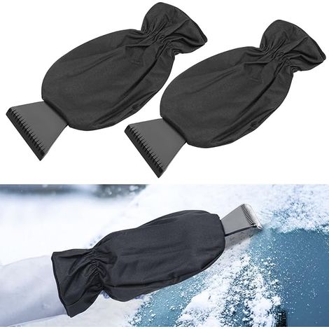 2 Stück Eiskratzer Auto mit Handschuh, Scheiben-Schneekratzer Winter-Werkzeug für Windschutzscheiben & Fenster, Auto-Zubehör (Schwarz)