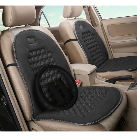 Lupex Shop - Coppia di schienali anteriori per auto universali, per sedili auto, furgone, in poliestere con 92 sfere massaggianti, colore Grigio + Coprivolante