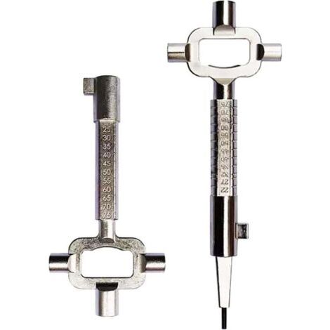 Lot de 2 clés d'armoires électriques - Clé de construction - Clé d'architecte - Outil d'ouverture de porte - Clé de construction universelle - Clé de construction multifonction (1/4)