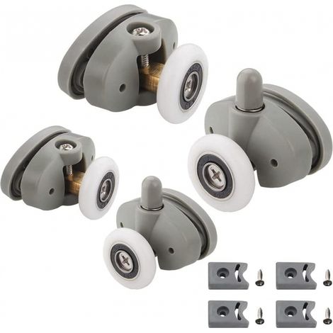 4 Roulettes Porte Douche 25mm, pour Verre 9-12mm (1/4)