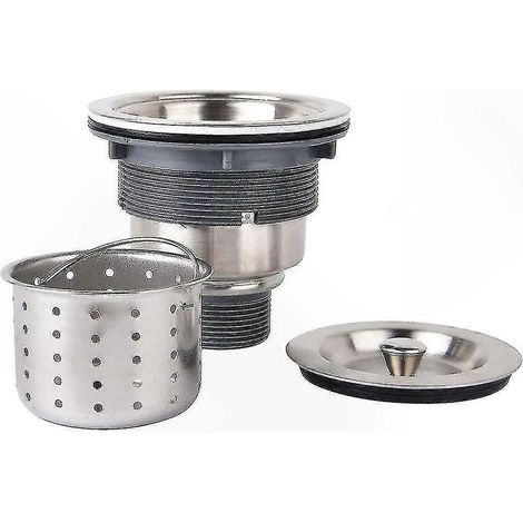 Crépine d'évier de cuisine de 3-1/2 pouces avec panier amovible, ensemble de vidange en acier inoxydable (1/4)