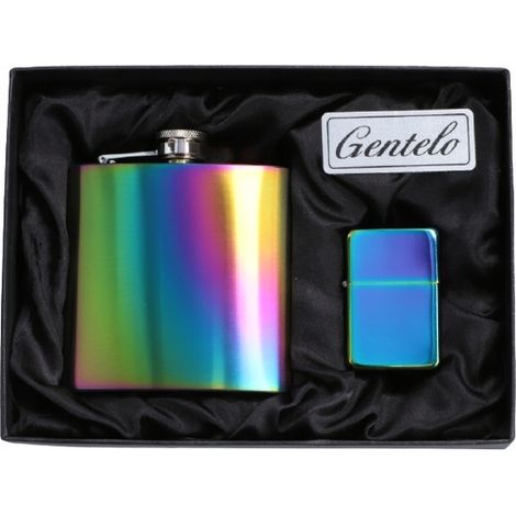 Conjunto elegante de petaca y encendedor de gasolina Gentelo (1/3)
